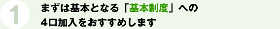 1.まずは基本となる「基本制度」への4口加入をおすすめします