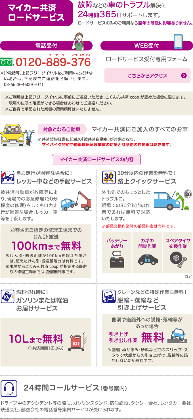 マイカー共済ロードサービスの案内