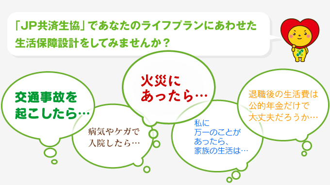 「ＪＰ共済生協」であなたのライフプランにあわせた生活保障設計をしてみませんか？