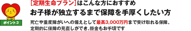 ポイント3 ［定期生命プラン］はこんな方におすすめ